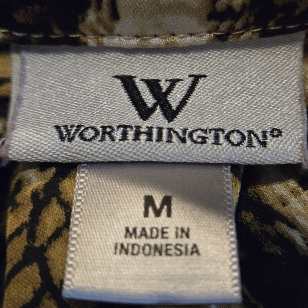 Worthington Snake Print Halter-type Top Beaded High Gathered Neckline Women's M - Picture 8 of 11